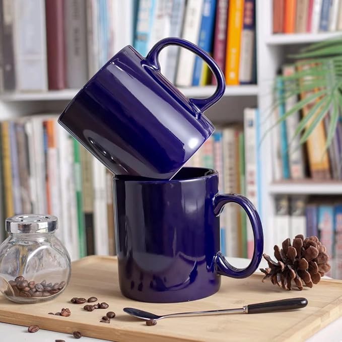 30oz Super Large Ceramic Coffee Mugs Large Handles Set of 2 (Cobalto)