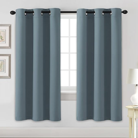 H.VERSAILTEX Blackout Curtains for Bedroom Thermal Insulated Room Darkening Living Room Curtains 72 Inch Long Grommet Privacy Protection Window Curtain Panels/Drapes for Nursery, 2 Panels,Stone Blue