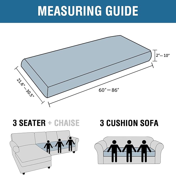 H.VERSAILTEX Super Stretch Individual Seat Cushion Covers Sofa Covers Couch Cushion Covers Slipcover Sets Thick Jacquard Textured Twill Fabric (1 Piece Sofa Cushion Cover, Porcelain)