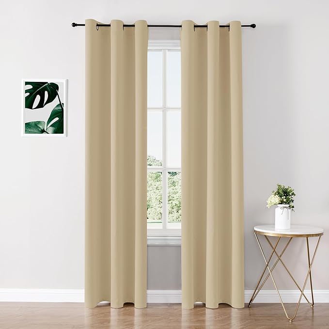 ChrisDowa Blackout Curtains 78 inches Long for Bedroom - 2 Panels Set Grommet Thermal Insulated Room Darkening Curtains for Living Room (Biscotti Beige, 42 x 78 Inch)