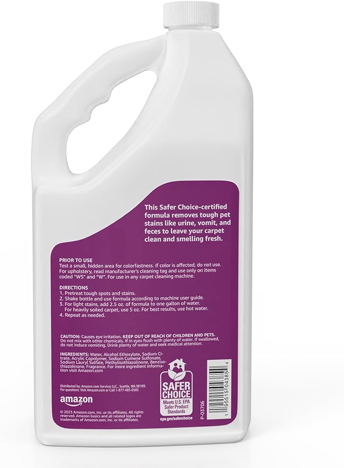 Amazon Basics Pet Stain Remover, Carpet Cleaner, Fresh Scent, 64 fl oz
