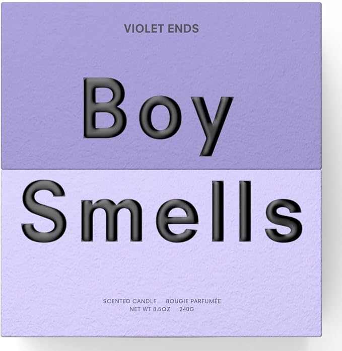 Boy Smells Violet Ends Candle - 8.5 oz - Aromatic Candle for Home with Rhubarb, Violet and Smoked Papyrus - Up to 50-Hour Burn - Cotton Wick