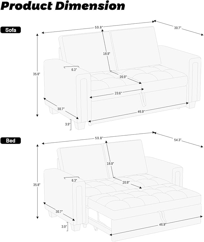 Belffin Modular Sectional Sleeper Sofa with Pull Out Couch Bed Modular Sleeper Loveseat Sectional Sofa Velvet Fabric for Living Room Apartment Beige