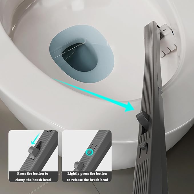 Disposable Toilet Brush with Replaceable Heads, Wall-Mounted Holder, Hygienic Bathroom Cleaning Tool (48 Box Refills)