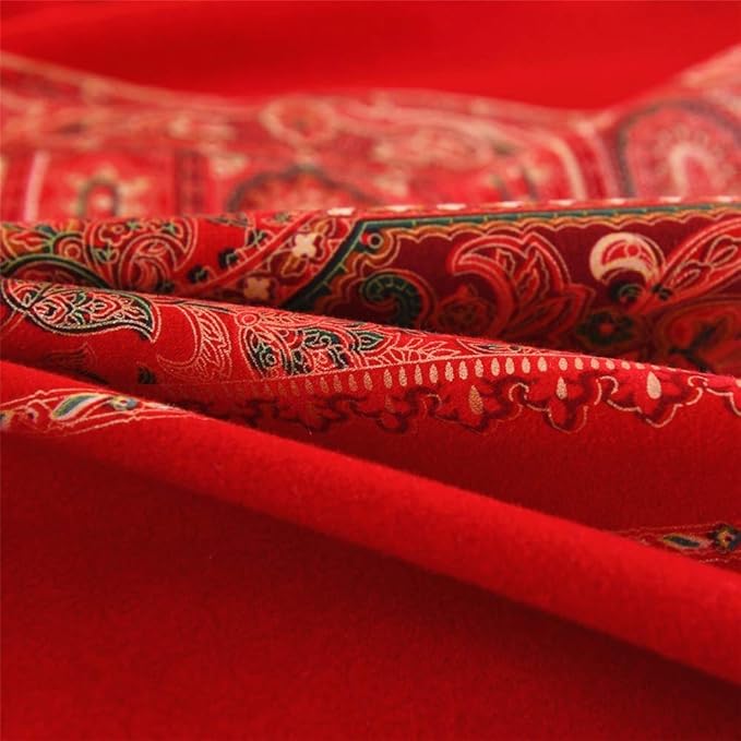 ABREEZE Full Duvet Covers, Bohemian Retro Bedding Set, Coloful Mandala Down Comforter Cover, Boho Floral Style Quilt Cover, 100% Brushed Cotton, 1 Duvet Cover and 2 Pillow Shams,Red