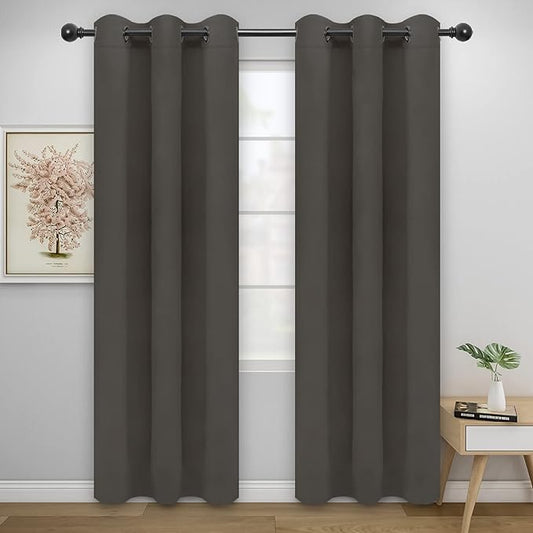 Easy-Going Blackout Curtains for Bedroom, Solid Thermal Insulated Grommet and Noise Reduction Window Drapes, Room Darkening Curtains for Living Room, 2 Panels(42x84 in, Taupe)