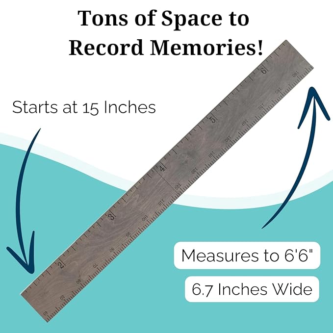 Growth Chart for Wall - Height Chart for Kids, Growth Chart for Kids, Measuring Board for Kids Height, Wooden Growth Chart for Wall, Height Measurement for Wall - Gray (63"x6.7")