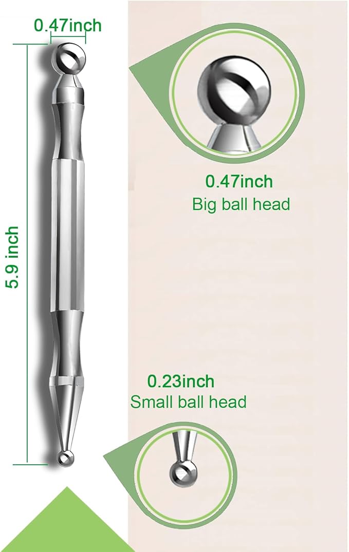 BYYDDIY Stainless Steel Dual Head Facial Reflexology Tools,Body Point Probe Pen &Trigger Point Massager Tool for Deep Tissue (P-L)