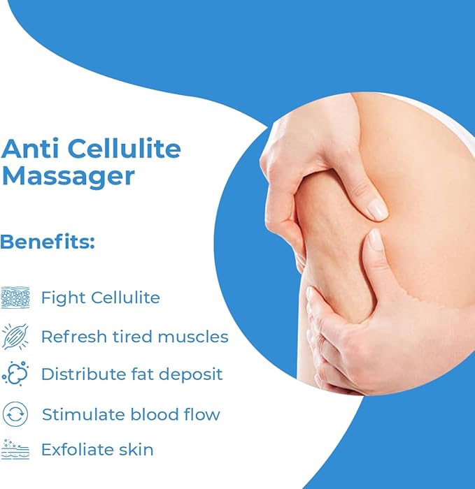 Anti Cellulite Massager Roller - Anticellulite Fascia Blaster for Cellulite Remover - Improves Blood Flow Use Cellulite Brush & Cellulite Roller with Cream or Oil for Cellulite Treatment