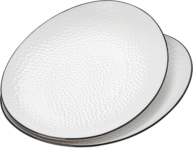 15" Large Serving Platter - Oval Large Serving Tray, Ceramic Serving Dish, White Platters for Serving Food, Appetizers, Entertaining, Party, Set of 2