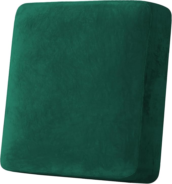 H.VERSAILTEX Velvet Stretch Couch Cushion Cover Plush Cushion Slipcover for Chair Cushion Furniture Protector Seat Cushion for Sofa Cover (1 Piece Armchair Cushion Covers, Vintage Green)