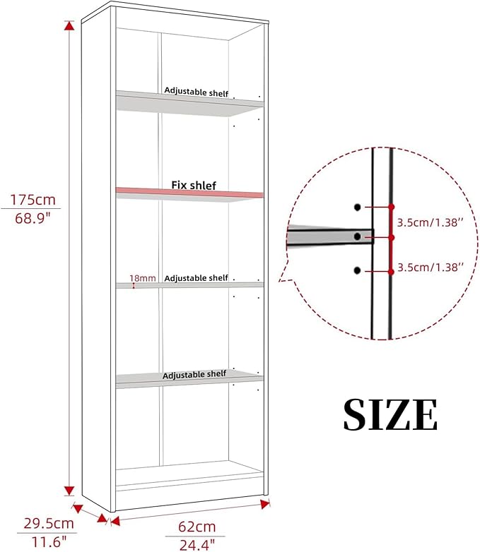 Bookshelf, Open Modern Bookshelf, 5 Shelf Bookcase with Freestanding Display Storage, Wooden Book Shelf for Bedroom, Living Room, Dinning Room, Office,Brown