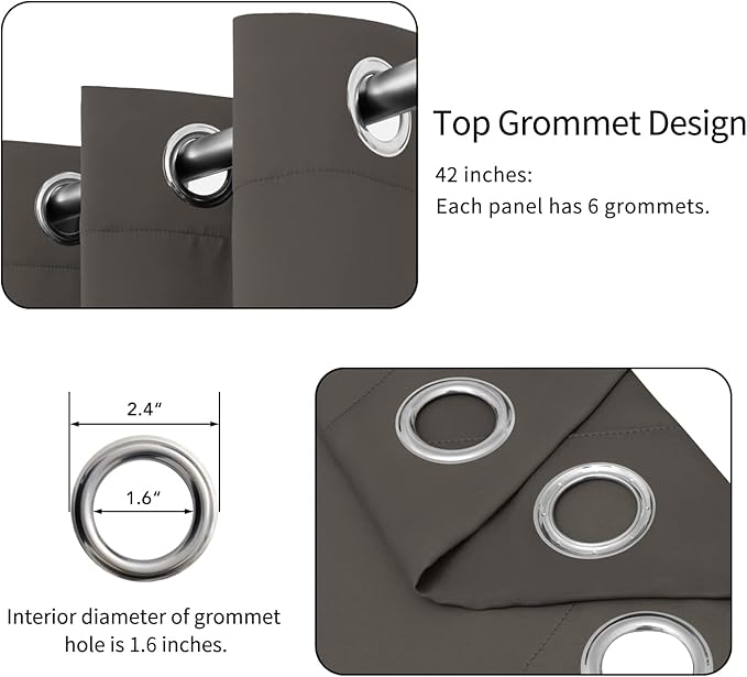 Easy-Going Blackout Curtains for Bedroom, Solid Thermal Insulated Grommet and Noise Reduction Window Drapes, Room Darkening Curtains for Living Room, 2 Panels (42x54 in, Taupe)