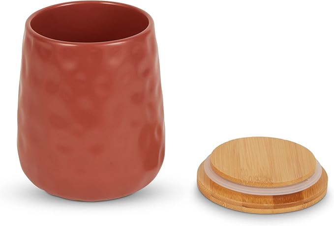 DII Kitchen Accessories Collection, Textured Matte Ceramic Canister Set, Cinnamon, Dimple, 2 Piece
