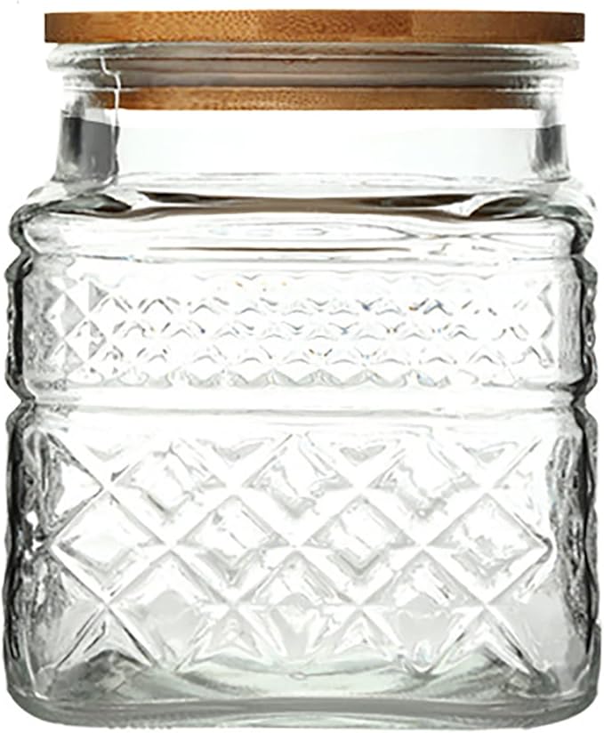 Glass Storage Jar, 38 FL OZ Glass Food Storage Canisters with Bamboo Lid, Kitchen Containers Decorative Jar Airtight Glass Jars For Cereal Nuts Snack Candy Cookies Coffee Tea