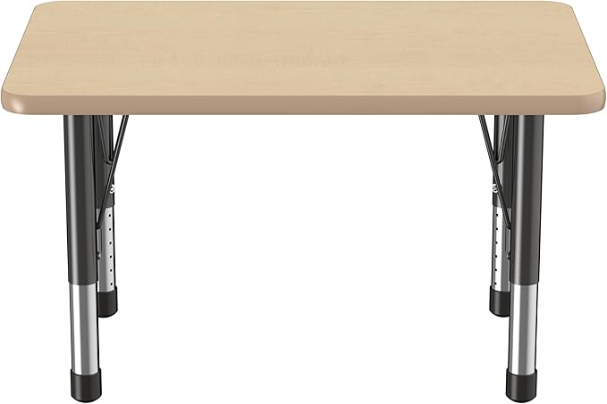 FDP Rectangle Activity School and Classroom Kids Table (24 x 36 inch), Chunky Toddler Leg, Adjustable Height 15-24 inches - Maple Top and Maple Edge