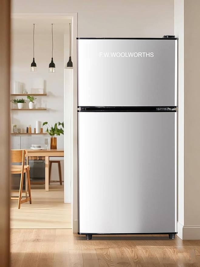 Compact Refrigerator with Freezer, 3.5 cu ft Countertop Mini Fridge with Adjustable Mechanical Thermostat, Retro Compact Fridge for Office, Bedroom, Dorm or Cabin, Silver