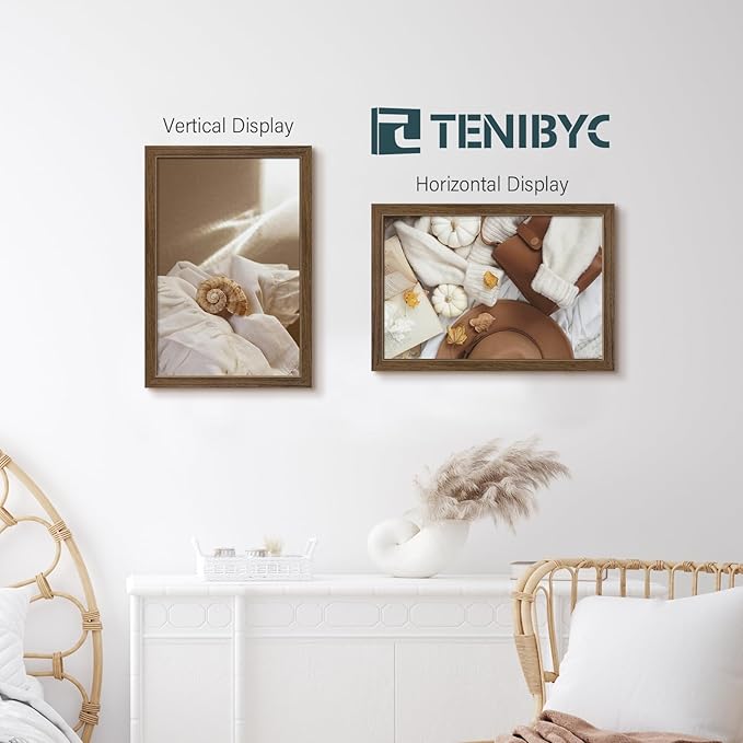 12x18 Poster Frame 3 Pack - Brown Woodgrain, Wood Poster Frame, HD Tempered Glass, Wall Gallery Picture Photo Frame