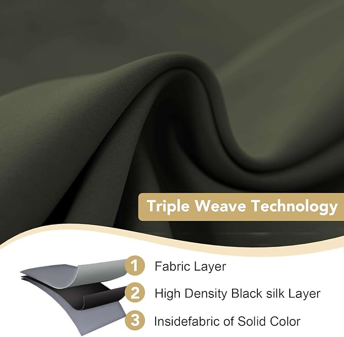 H.VERSAILTEX Ultra Soft Microfiber Thermal Insulated Antique Copper Grommet Blackout Curtains/Window Treatment Draperies 52 by 72 - Inch for Living Room/Bedroom, Set of 2 - Olive