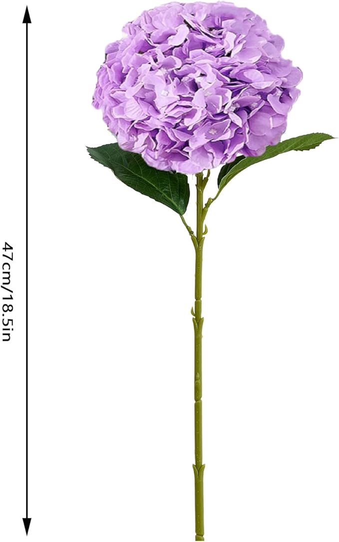 8pcs Lavender Fake Flowers Silk Hydrangea Artificial Flowers Bouquets Faux Hydrangea Stems for Home Table Centerpieces Wedding Party Decoration