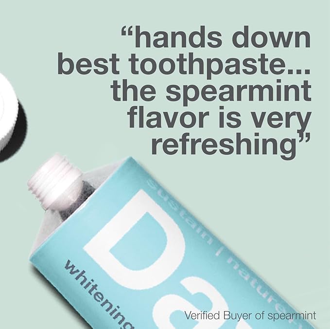 Davids Fluoride Free Toothpaste, Teeth Whitening, Antiplaque, SLS (Sulfate) Free, Promotes Enamel Health, Mouth & Gum Detox, EWG Verified, Natural Spearmint, 5.25oz, Made in USA