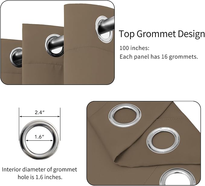 Easy-Going Blackout Door Curtains for Bedroom, Solid Thermal Insulated Grommet and Noise Reduction Window Drapes, Room Darkening Curtains for Living Room, 1 Panel (100x84 in, Camel)