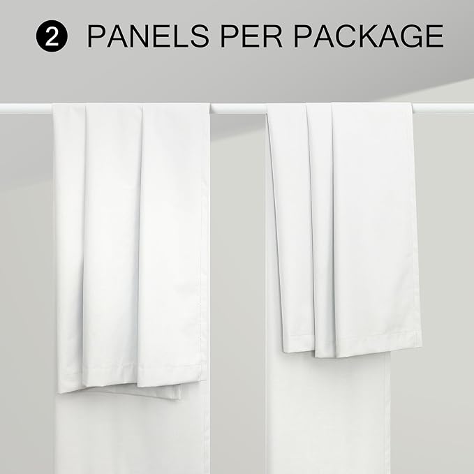 Blackout Curtains 78 Inch Long 2 Panels White Linen Farmhouse Room Darkening Curtains for Sliding Glass Door Cooling Summer Weather Curtains Thermal Insulated Black Out Window Drapes Bedroom 78 Length