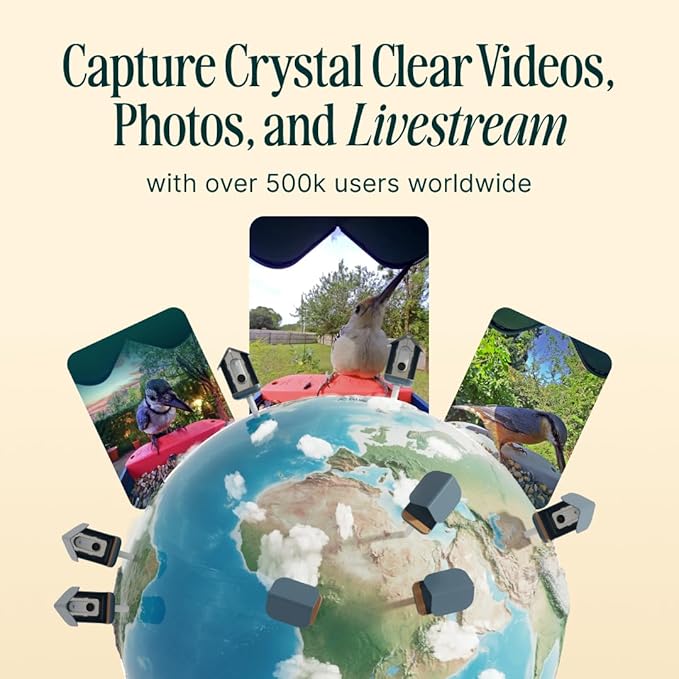 Birdbuddy PRO Solar Smart Bird Feeder with Camera - AI Bird Species Identification, 5MP Photos, 2K HD Video Live Stream Camera, Slow-Motion Video, 2.6in Focus - Blue Solar