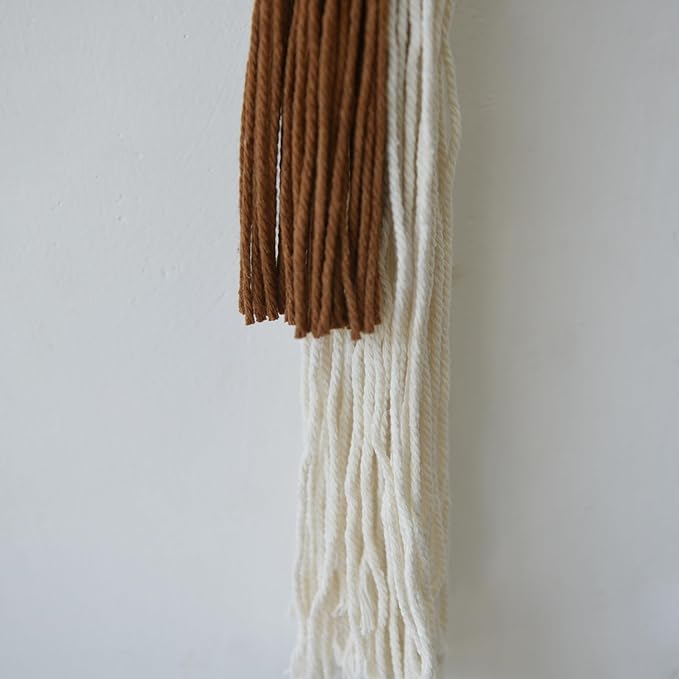 2Pcs Macrame Wall Hanging Boho Home Decor Fiber Art with Sphere Knots Tassels Handmade Yarn Art for Bedroom Living Room Office Entryway