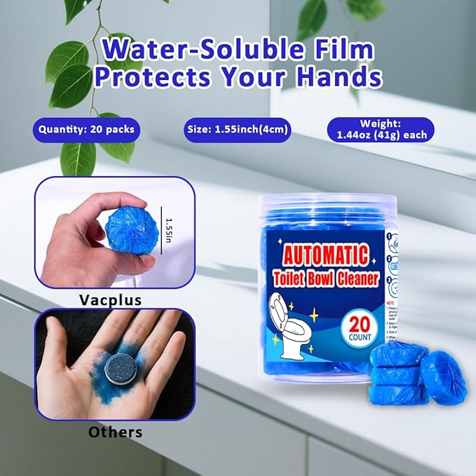 coldchill Toilet Bowl Cleaners 20 PACK, Long-Lasting Toilet Bowl Cleaner Tablets with Sustained-Release Technology Against Tough Stains, Automatic Toilet Cleaner for Deodorizing & Descaling