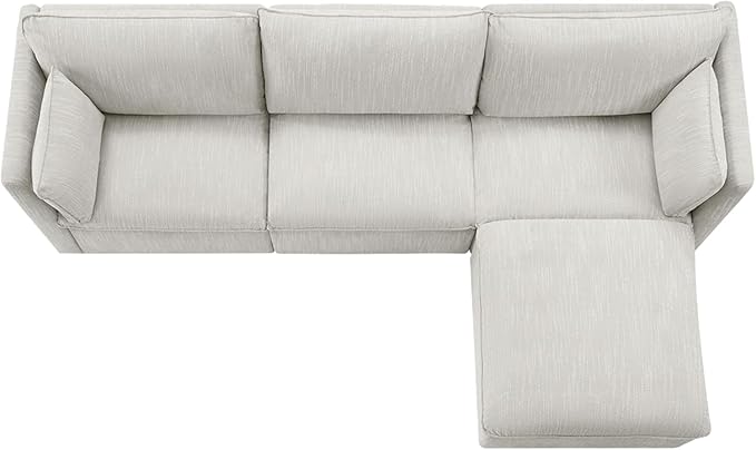 CHITA Sectional Modular Down Filled L Shape Sofa, Comfty L Shape Cloud Couch,FSC Certified L Shaped Couch for Living Room, 114 inch Width,4 Seat with Storage Ottoman, Snow
