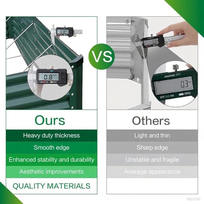 GARDMAX 8x4x2FT Galvanized Raised Garden Bed Kit, Metal Planter Boxes Outdoor with Easy Assembly, Large Garden Bed for Vegetables, Fruits, Flower, Herbs Rectangle Dark Green