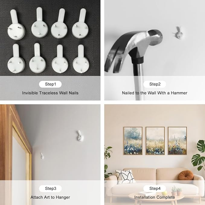 Celestdeco Nature Wildflower Framed Canvas Wall Art Set, Pastoral Landscape Wall Decor, Colorful Meadow Wall Painting, Rustic Floral Art Print for Living Room, Bedroom, Office - 24"X36"X3