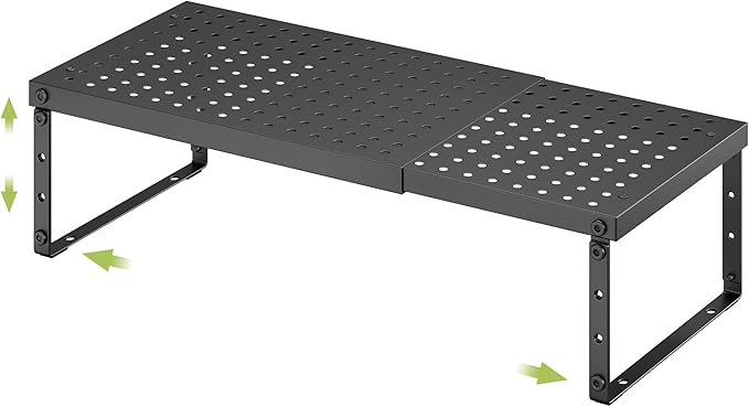 Expandable Cabinet Organizer Shelf With Adjustable Height, Stackable Kitchen Countertop Organizer Rack, Adjustable Shelf Riser For Kitchen Counter, Pantry, Cupboard, Desk, Tabletop