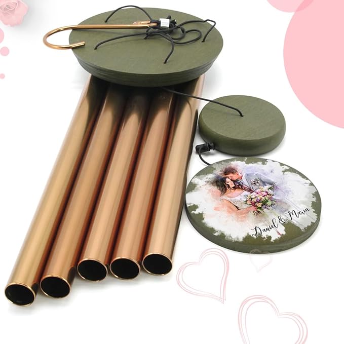 ASTARIN Personalized 20th 50th Anniversary Wind Chime, Happy Anniversary Wedding Valentine's Day Gift for Wife Husband Men Women Sister, Golden Anniversary Keepsake Decorations for Parents Couples