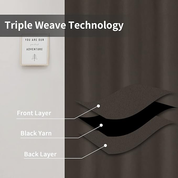 Easy-Going Blackout Curtains for Bedroom, Solid Thermal Insulated Grommet and Noise Reduction Window Drapes, Room Darkening Curtains for Living Room, 2 Panels(42x84 in, Coffee)