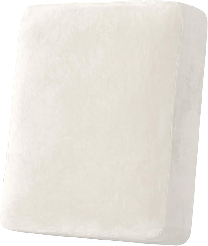 H.VERSAILTEX Velvet Stretch Couch Cushion Cover Plush Cushion Slipcover for Chair Cushion Furniture Protector Seat Cushion Sofa Cover (1 Piece Armchair Cushion Covers, Porcelain)