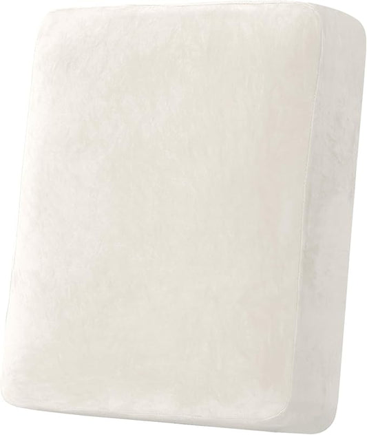 H.VERSAILTEX Velvet Stretch Couch Cushion Cover Plush Cushion Slipcover for Chair Cushion Furniture Protector Seat Cushion Sofa Cover (1 Piece Armchair Cushion Covers, Porcelain)