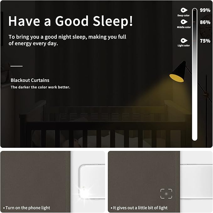 Easy-Going Blackout Curtains for Bedroom, Solid Thermal Insulated Grommet and Noise Reduction Window Drapes, Room Darkening Curtains for Living Room, 2 Panels(42x63 in, Taupe)