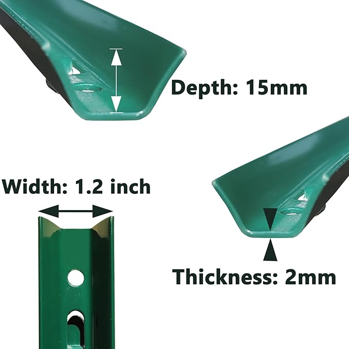 ARIFARO Fence Posts 7 Feet Sturdy Duty Metal Fence Post, Pack of 10, No Dig Garden U Post for Wire Fencing Steel Poles for Yard, Outdoor Wire