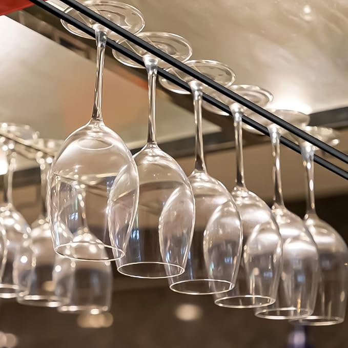 Enenes Heavy Duty Metal Stemware Rack 2 Pack, 10.3 Inch Under Cabinet Hanging Wine Glass Holder for Kitchen Bar, Organize Cups, Goblets, Wine Glasses