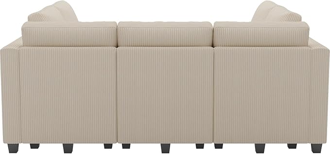 Belffin Corduroy Modular Sectional Sofa 9 Seat Convertible Sectional Sleeper Sofa Bed with Storage Ottomans Modular Sectional Couch Bed for Living Room Beige