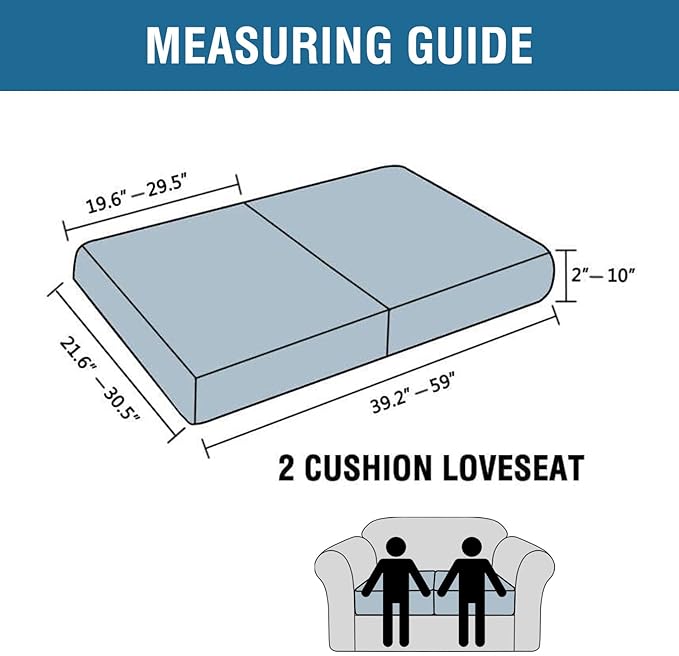 H.VERSAILTEX Super Stretch Individual Seat Cushion Covers Sofa Covers Couch Cushion Covers Slipcover Sets Thick Jacquard Textured Twill Fabric (2 Piece Medium Sofa Cushion Covers, Burgundy Red)