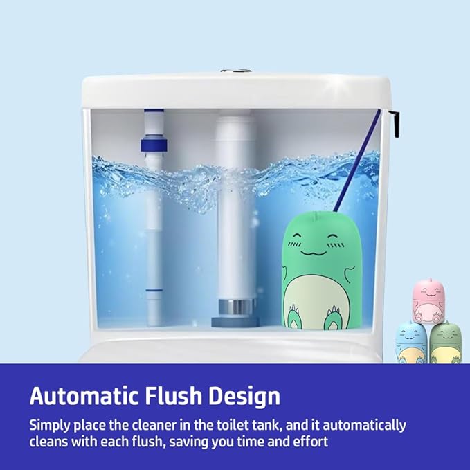 Cute Dinosaur-Shaped Toilet Bowl Cleaner Bottle, Bathroom Toilet Tank Cleaner with Ocean, Jasmine, and Peach Scent,Three bottles can be used for 9 months (1, Three colors and three bottles)