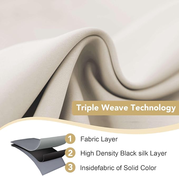 H.VERSAILTEX Blackout Curtains for Bedroom Thermal Insulated Room Darkening Living Room Curtains 84 Inch Long Grommet Privacy Protection Window Curtain Panels/Drapes for Nursery, 2 Panels, Fog