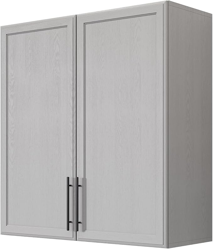 FIMELLO 30" Kitchen Wall Storage Cabinet with Adjustable Shelf, Laundry Cabinet with Doors, Bathroom Storage Cabinet Wall Mount, Storage Cabinet for Bathroom, Kitchen, Laundry Room Cabinet, Grey