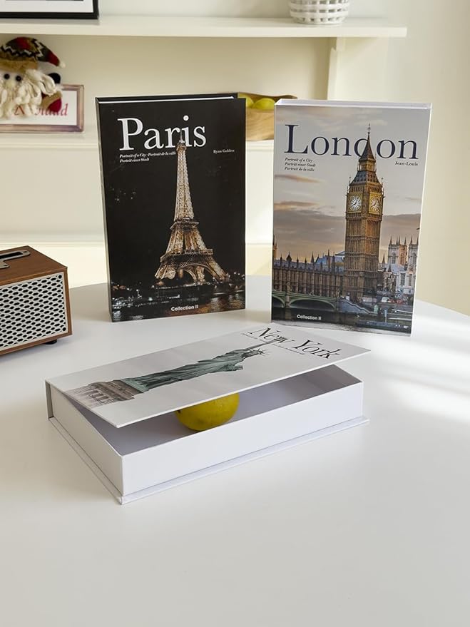 Decorative Storage Book Box – Hidden Storage for Remote Controls, Keys, and Small Items – Elegant Home Decor for Living Room, Bedroom, Coffee Table – Modern Style Faux Book Organizer (New york)