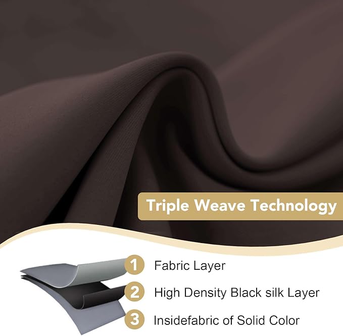 H.VERSAILTEX Blackout Curtains for Bedroom Thermal Insulated Room Darkening Living Room Curtains 84 Inch Long Grommet Privacy Protection Window Curtain Panels/Drapes, 2 Panels, Chocolate Brown