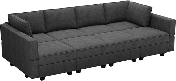Belffin Modular Sectional Sleeper Sofa Bed Convertible Sectional Couches for Living Room. Black Couch