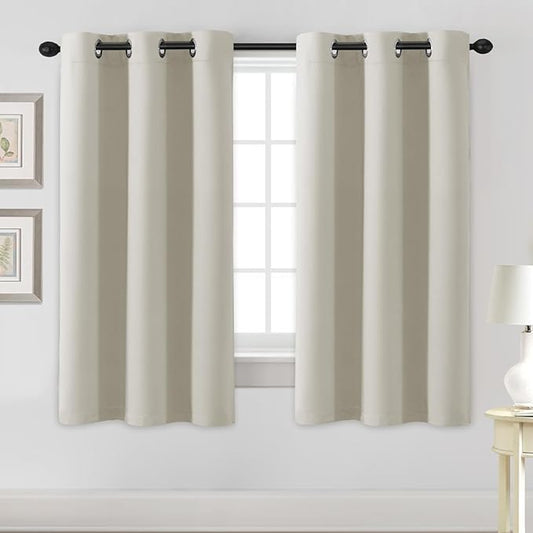 H.VERSAILTEX Blackout Curtains for Bedroom Thermal Insulated Room Darkening Living Room Curtains 63 Inch Long Grommet Privacy Protection Window Curtain Panels/Drapes for Nursery,2 Panels,Ivory/Cream